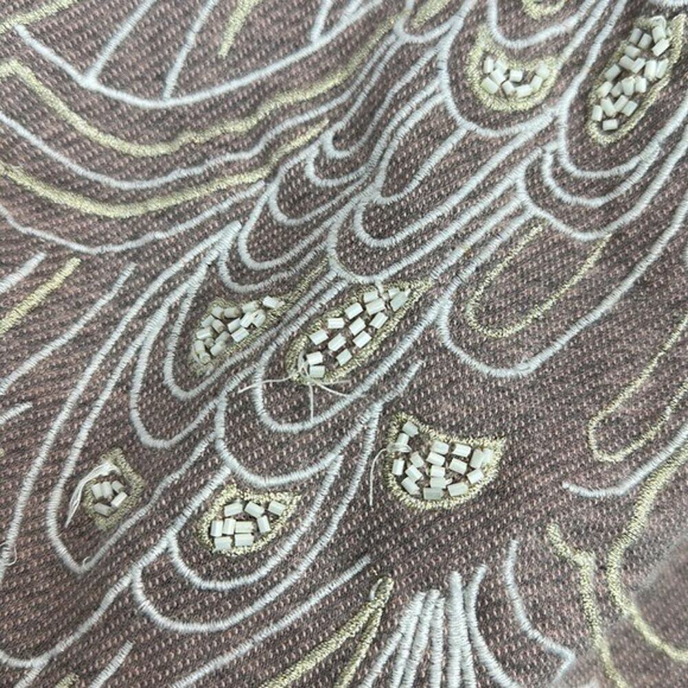 Akemi + Kin Top Shirt Womens Medium‎ Knit Beaded Bird Metallic Embroidered Boxy - Picture 3 of 13